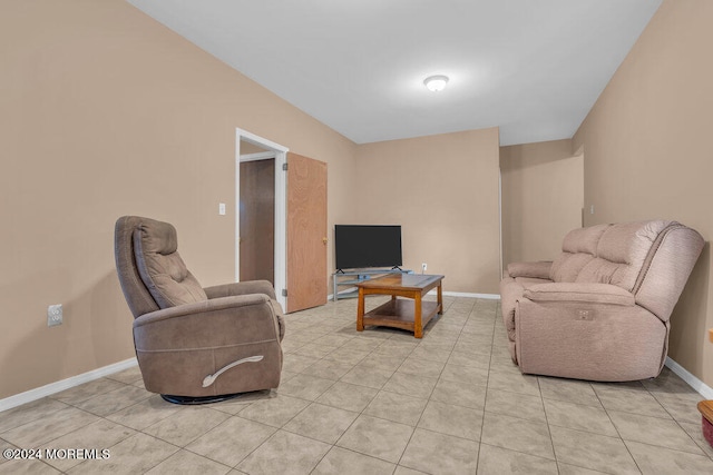 living room featuring light tile patterned floors