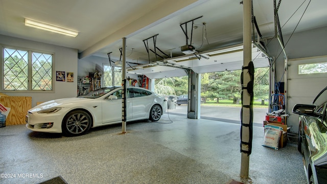 garage with a garage door opener