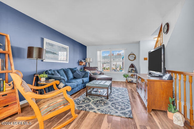 living room featuring light wood-type flooring