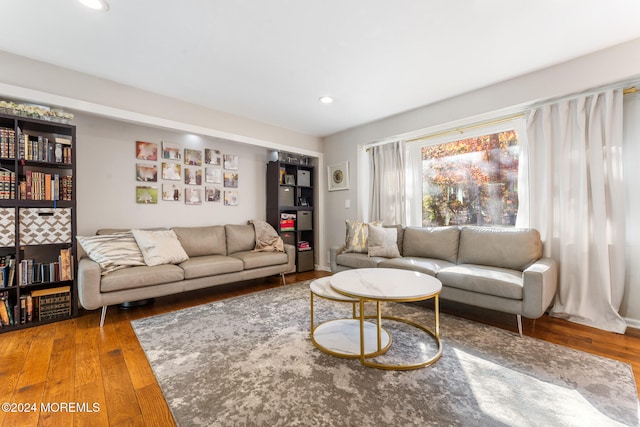 living room with hardwood / wood-style floors