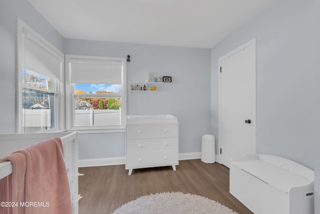 bedroom with light wood-type flooring