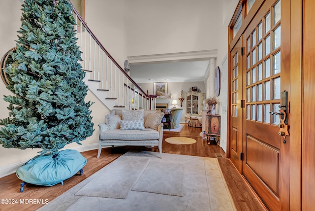 entrance foyer with hardwood / wood-style flooring