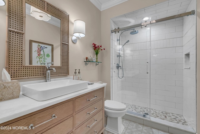 25 Bruns Rd, West Allenhurst, NJ 07711 - full bath with crown molding, a stall shower, vanity, and toilet