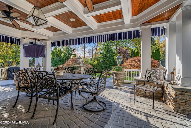 view of patio / terrace featuring a grill and ceiling fan