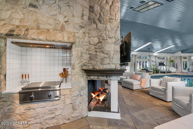 interior space featuring a fireplace