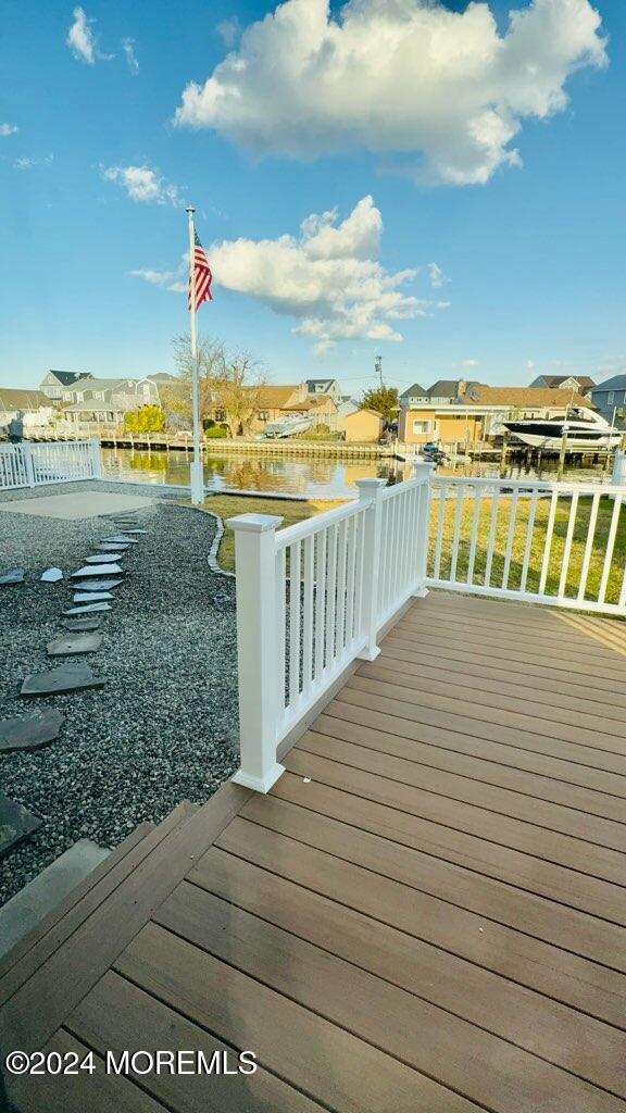 deck with a water view