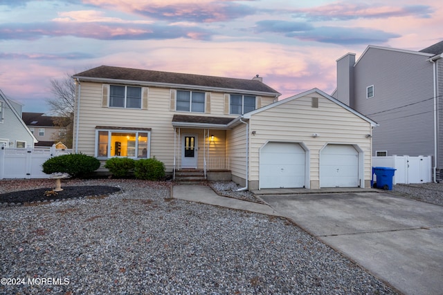 view of front property with a garage