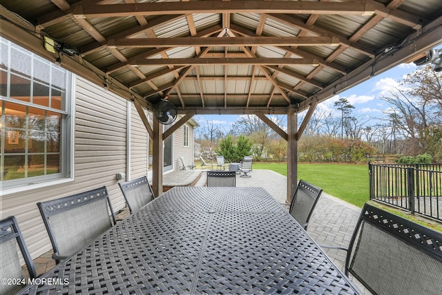 view of patio / terrace featuring a gazebo