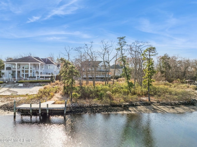 water view featuring a dock