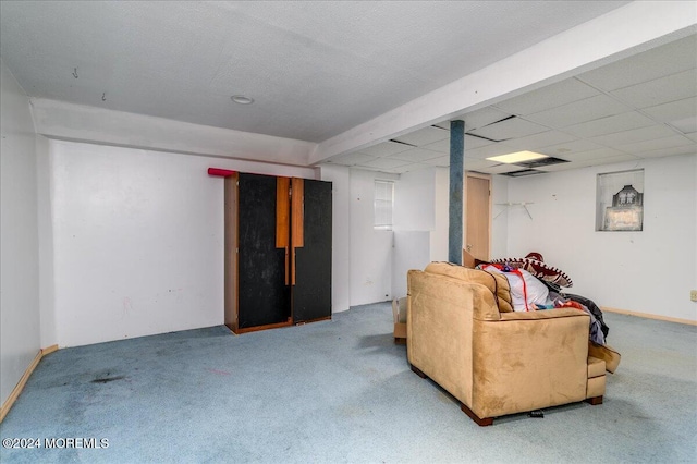 basement with carpet