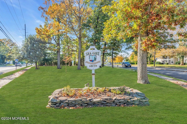 view of property's community with a yard