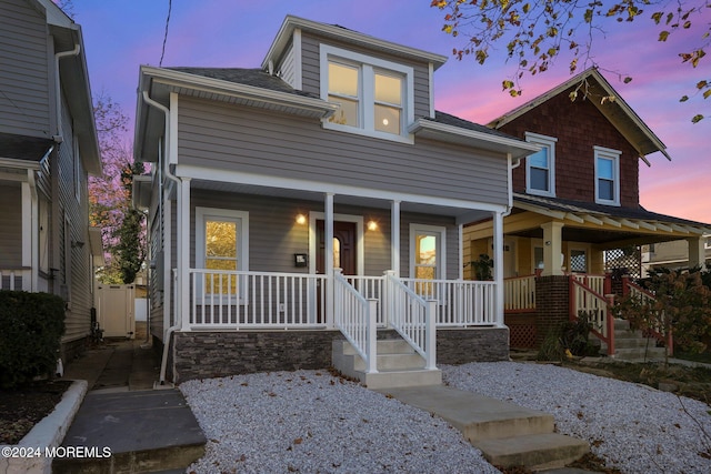 view of front of house with covered porch