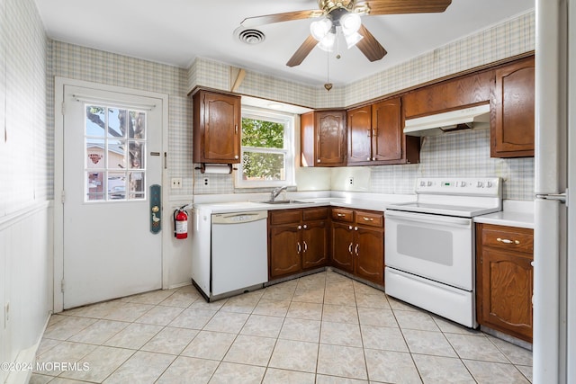 kitchen featuring dishwasher, sink, a wealth of natural light, and range with electric cooktop