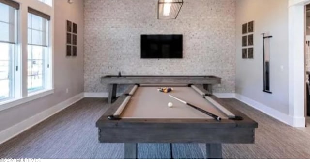 rec room featuring a wealth of natural light and billiards