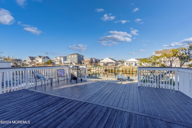 deck with a water view