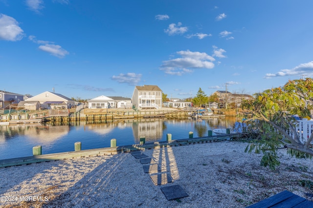 dock area featuring a water view