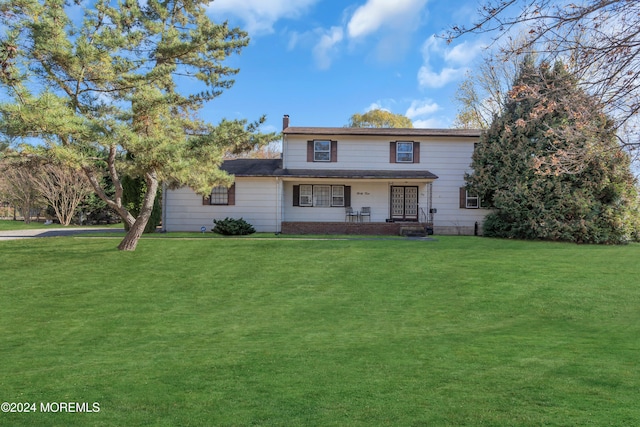 view of front property featuring a front lawn and a porch