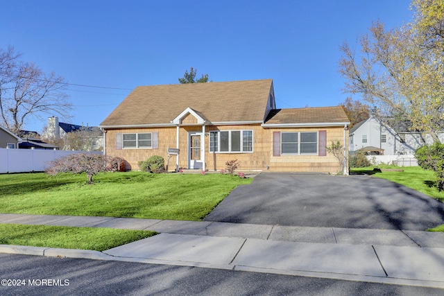 view of front of property featuring a front yard