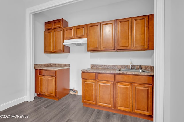 kitchen featuring dark hardwood / wood-style flooring and sink