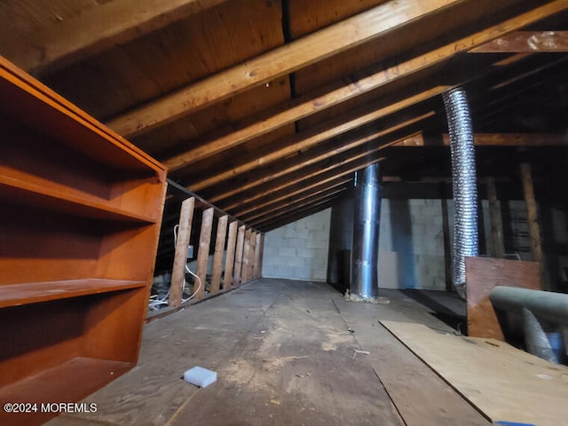 view of unfinished attic