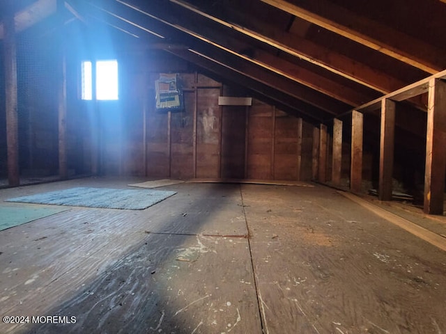 view of unfinished attic