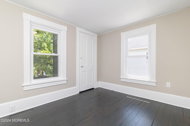 spare room featuring dark wood-type flooring