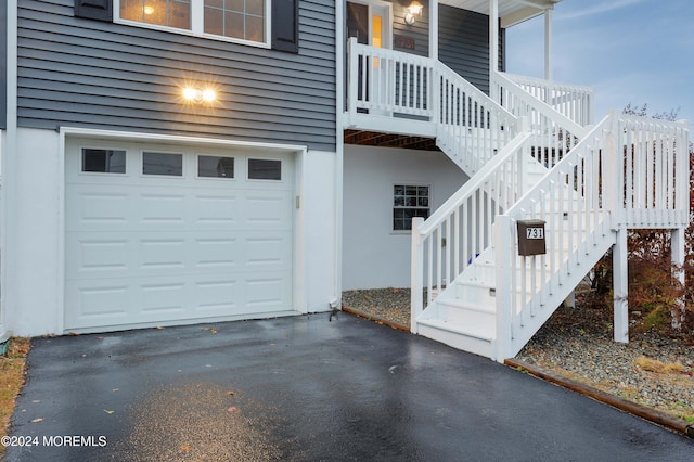 exterior space with a garage