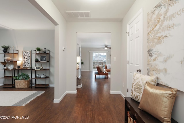 hall featuring dark hardwood / wood-style floors