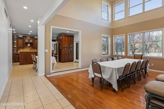 dining room with light hardwood / wood-style flooring