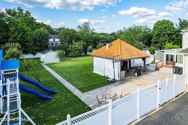 exterior space featuring a gazebo, a yard, and a patio