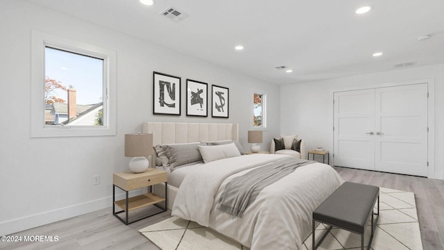 bedroom featuring light hardwood / wood-style flooring