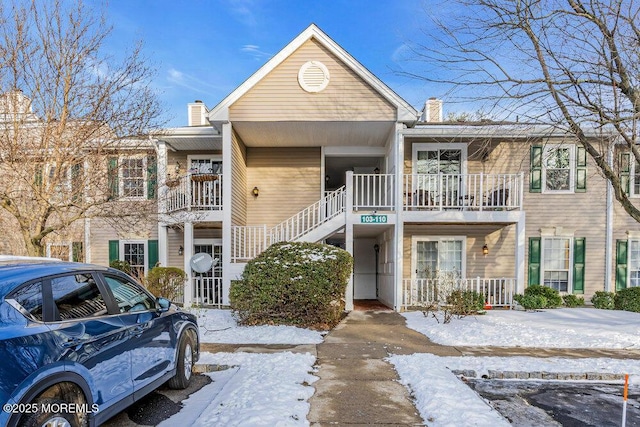 view of snow covered property