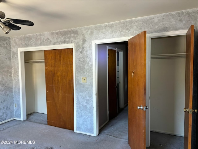 unfurnished bedroom featuring ceiling fan