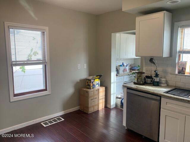 kitchen featuring white cabinetry, dishwasher, and plenty of natural light