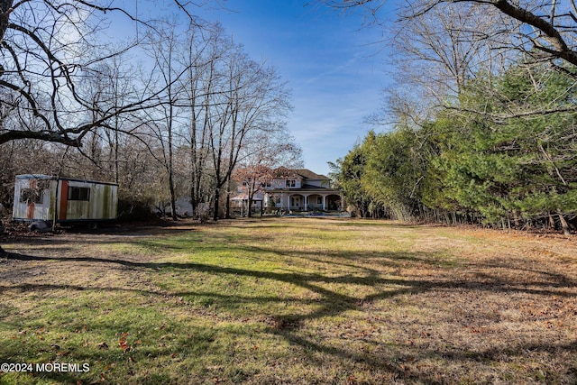 view of yard with an outdoor structure