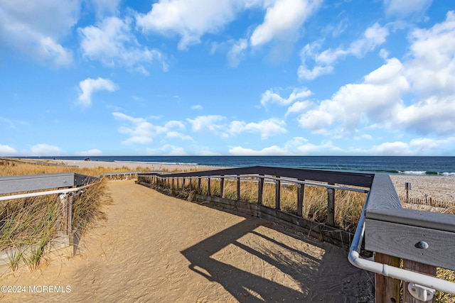 view of water feature featuring a beach view