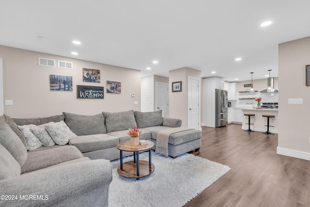 living room with hardwood / wood-style floors