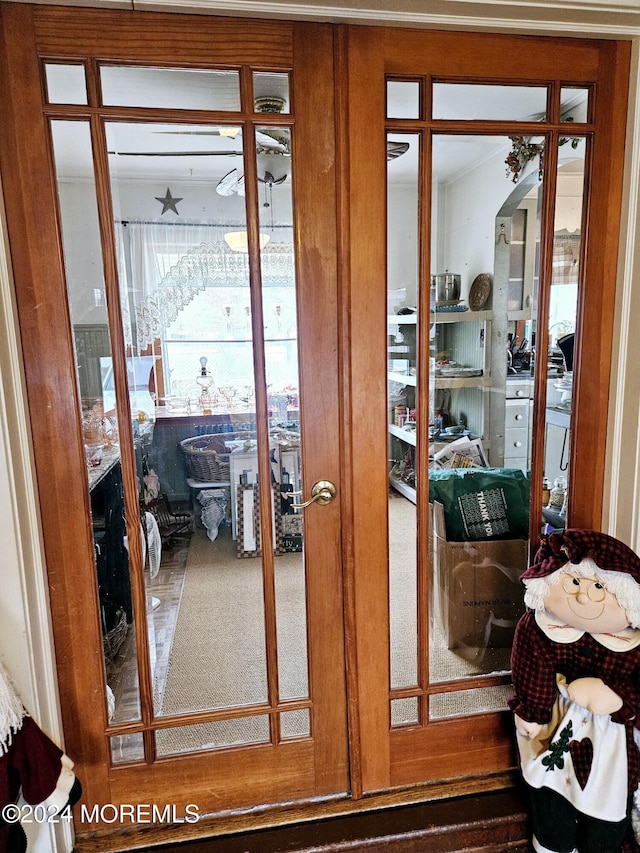 entryway featuring french doors