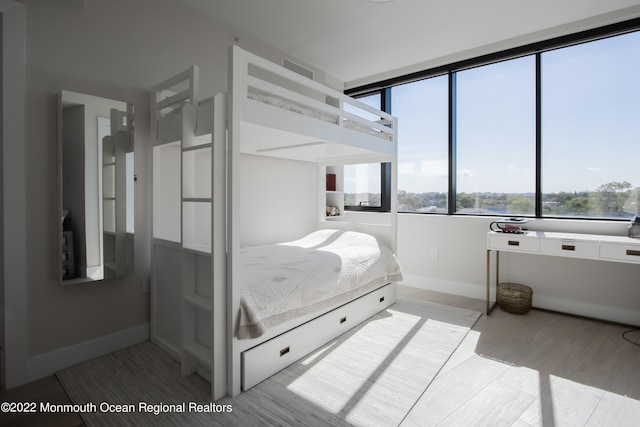 bedroom with light hardwood / wood-style floors