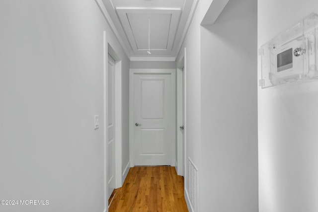 corridor featuring light wood-type flooring