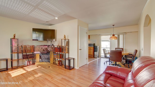 living room featuring light wood-type flooring