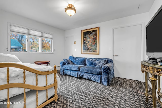 bedroom featuring a baseboard radiator