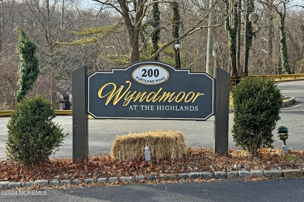 view of community sign