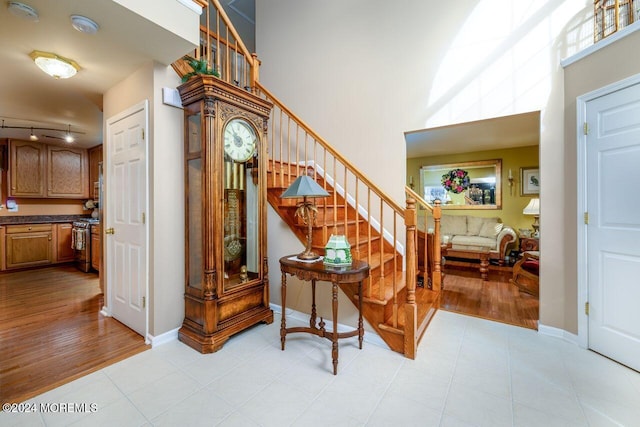 994 Hyson Rd, Jackson, NJ 08527 - stairs with a high ceiling and wood finished floors