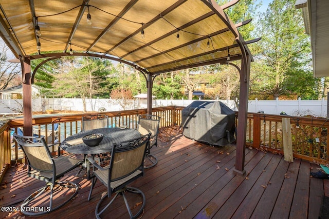 994 Hyson Rd, Jackson, NJ 08527 - deck featuring area for grilling, a fenced backyard, and outdoor dining space