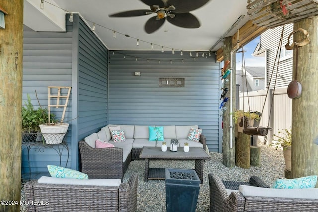 view of patio featuring outdoor lounge area and ceiling fan