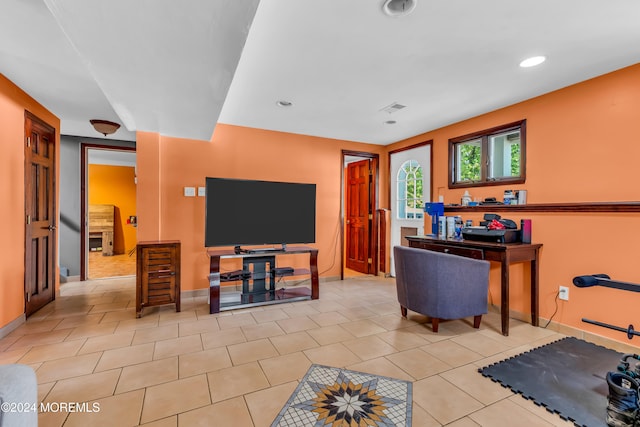 view of tiled living room