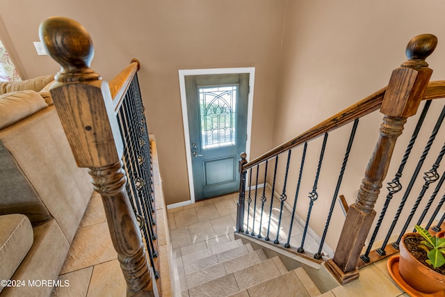 view of tiled foyer entrance