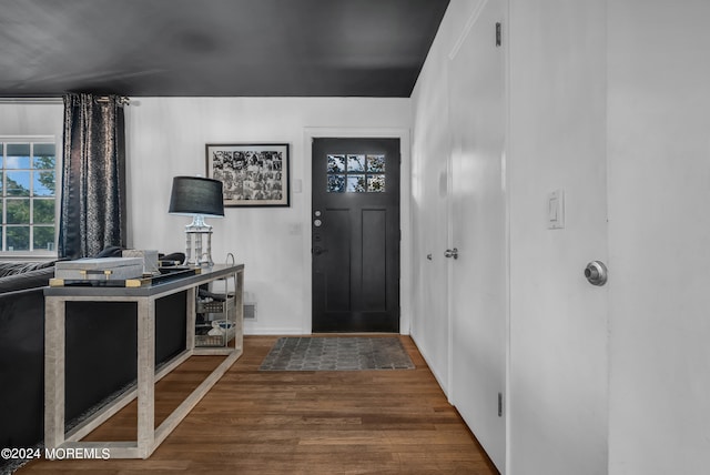 foyer with hardwood / wood-style flooring