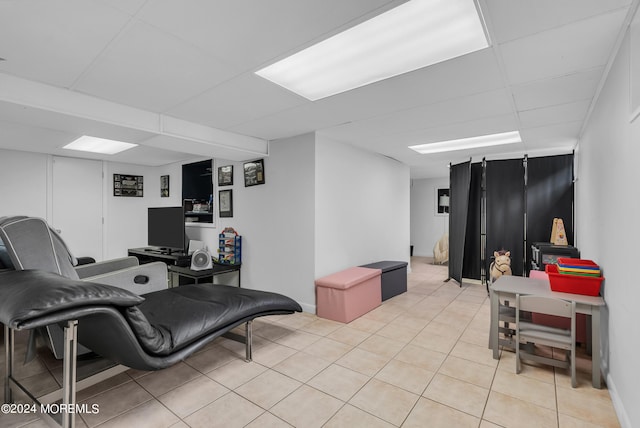 interior space featuring light tile patterned floors